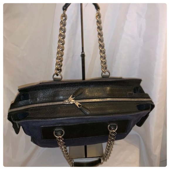 BALENCIAGA navy/black canvas twill/leather bag - Picture 6 of 11